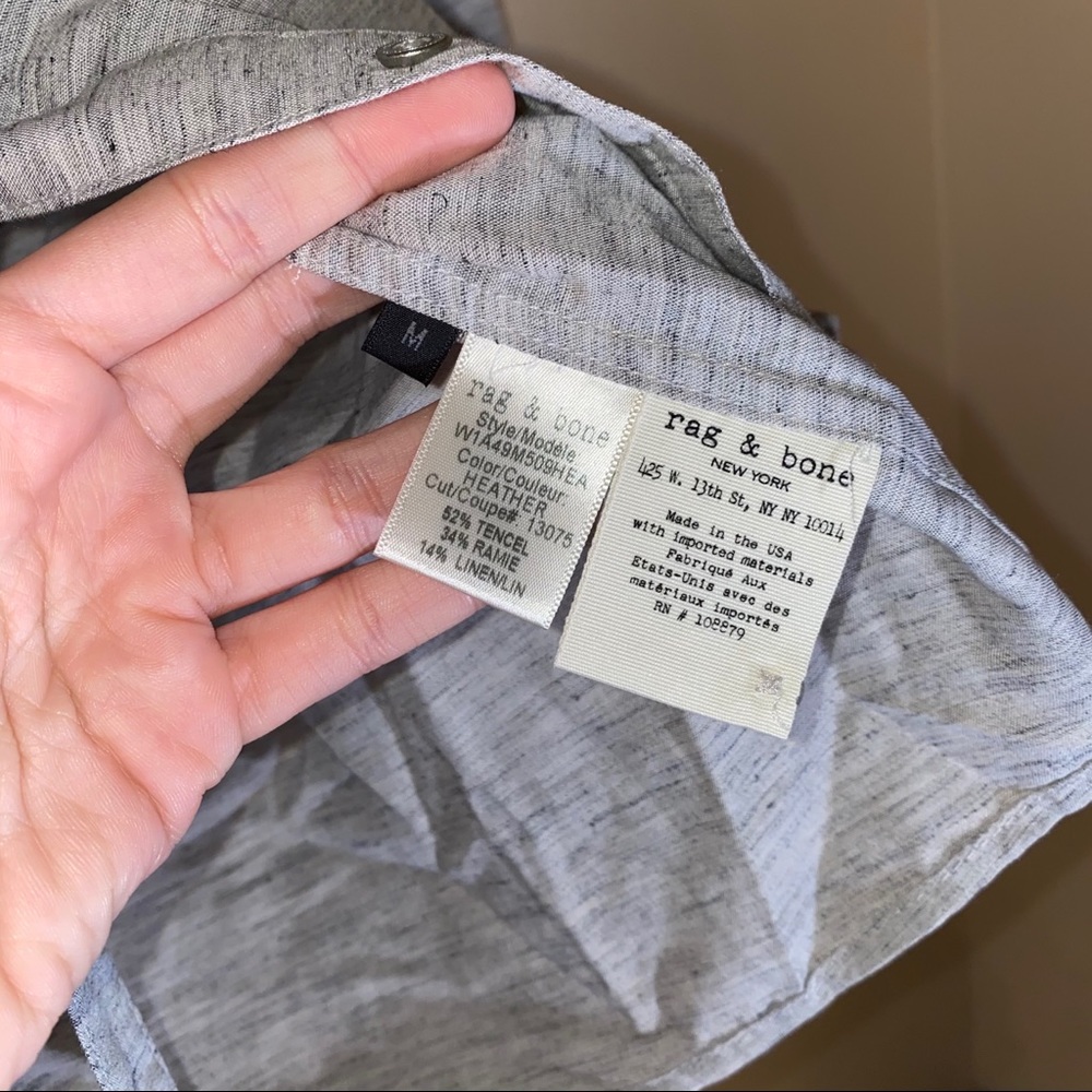 NO OFFERS RAG & BONE heathered gray Leeds button up top - Picture 8 of 9